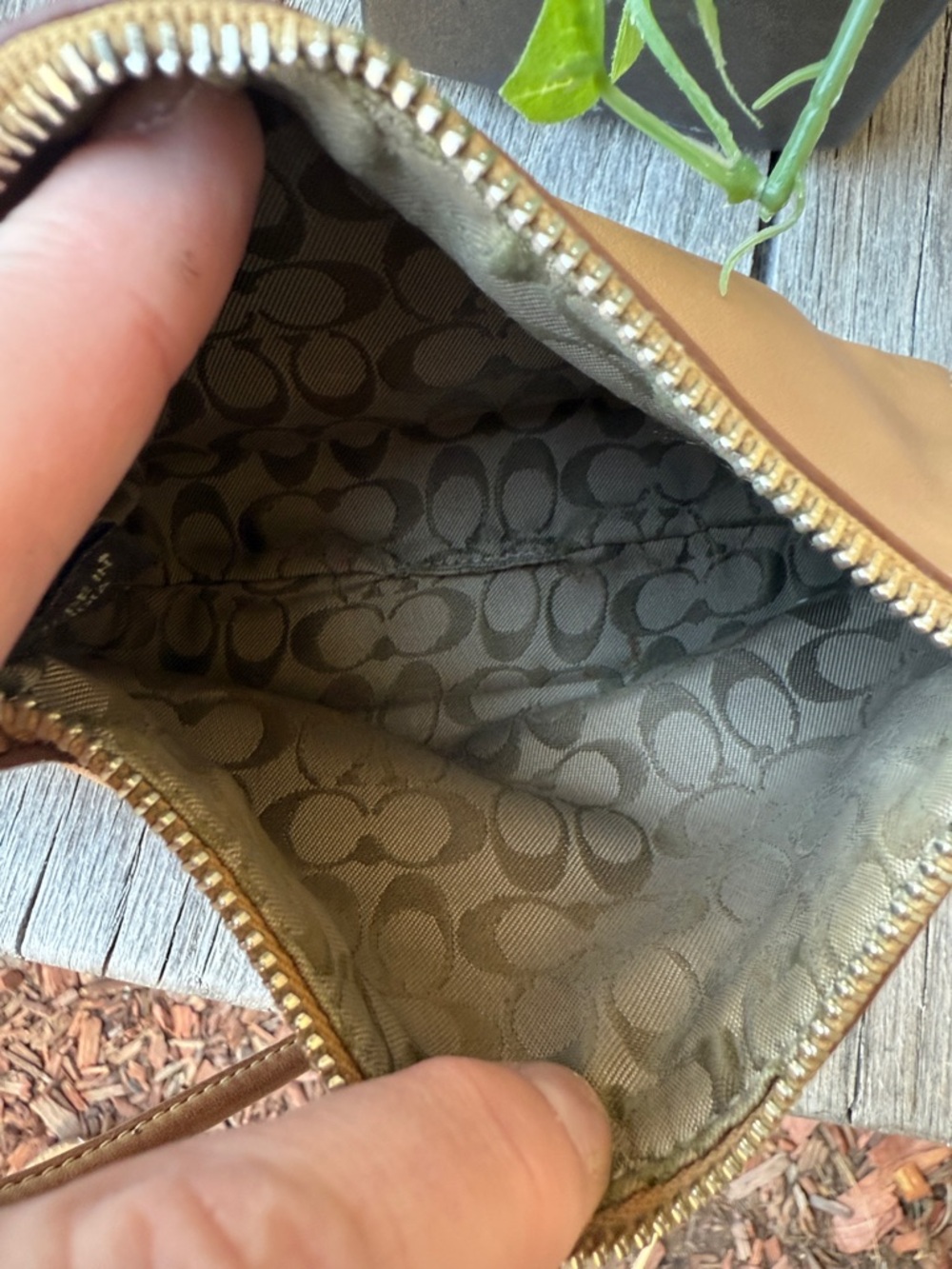 Coach Tan Leather Wristlet Clutch - Picture 7 of 10
